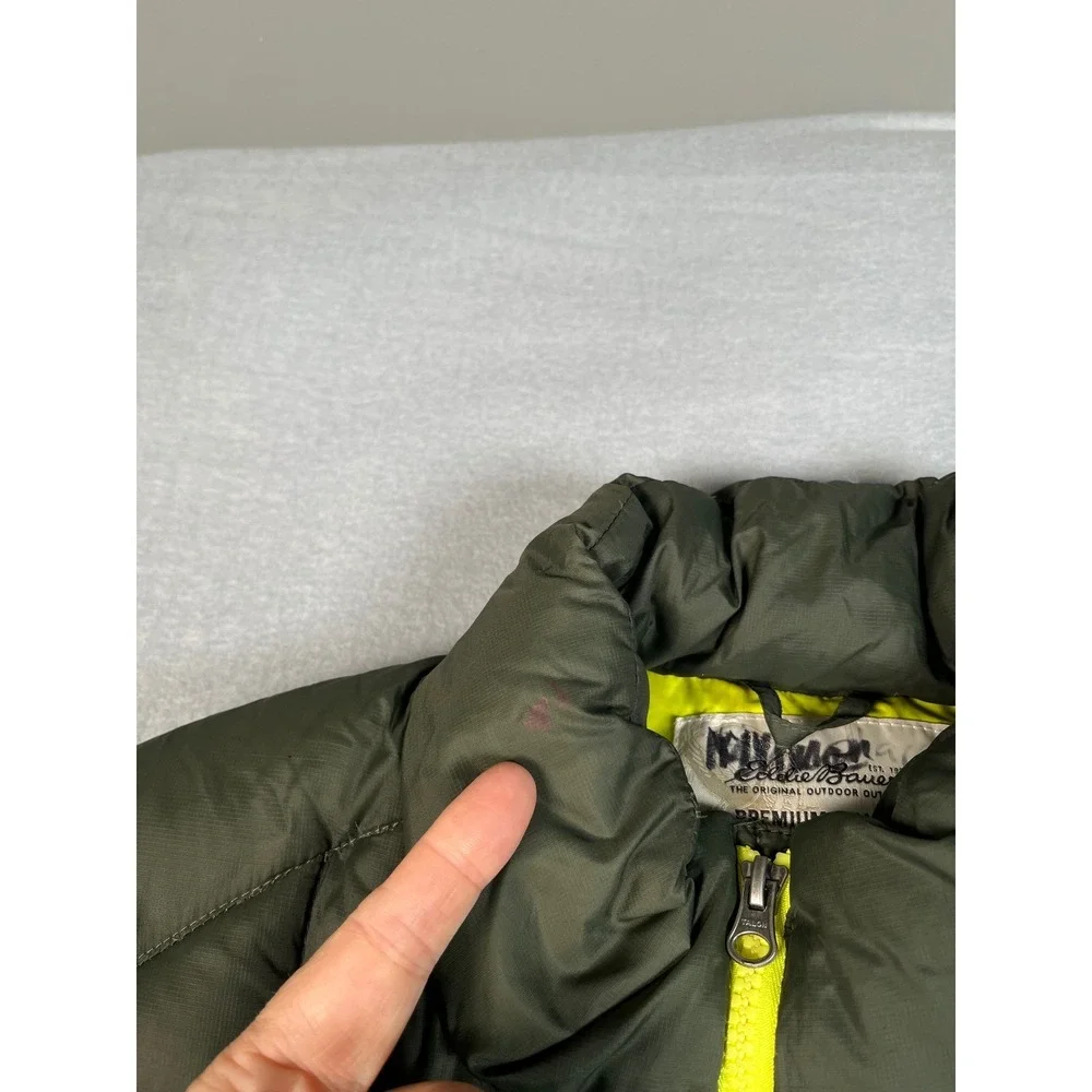 Eddie Bauer puffer vest Large Lightweight Goose Down 700 Fil Olive Green  Padded